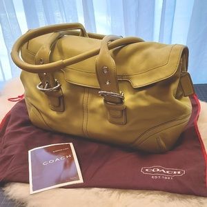 Coach leather purse chartreuse